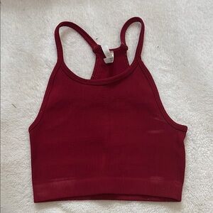 Women's Red Ribbed Tank Top